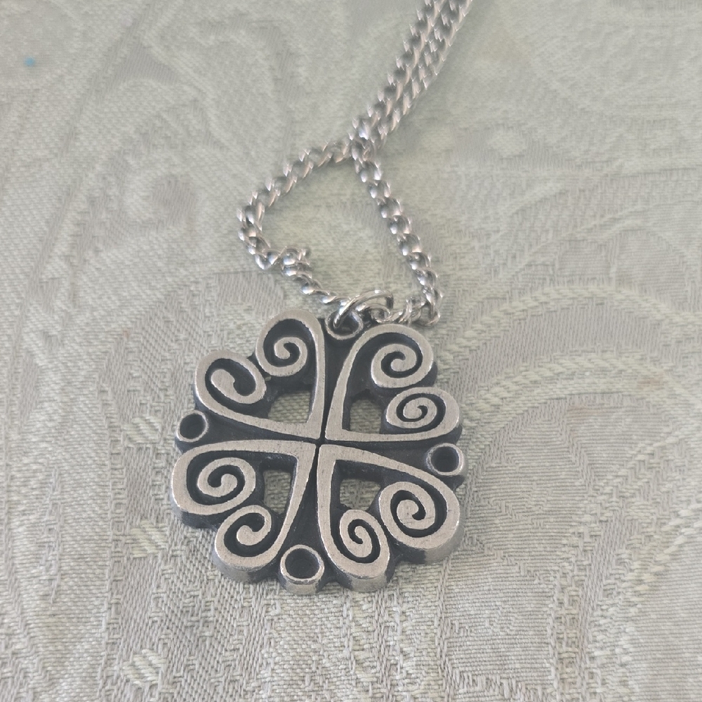 R. Tennesmed Sweden Scandinavian Modernist Pewter Pendant w/27" Chain